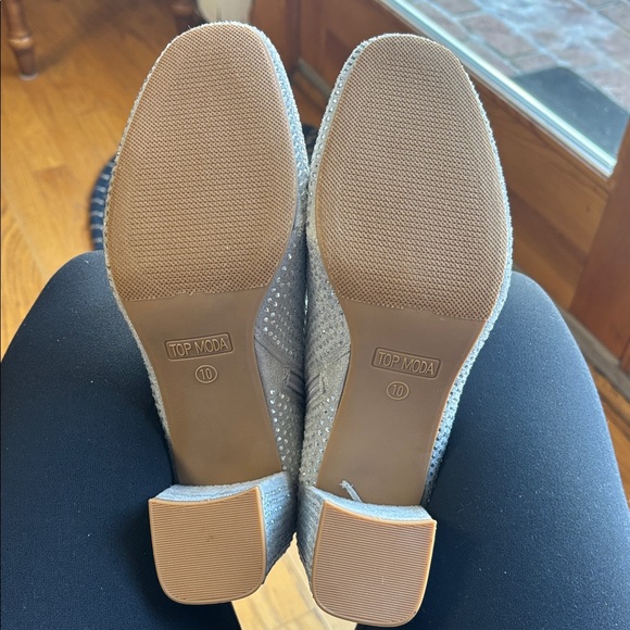 Top Moda *NEW* HESTER-15 Ankle Boots Block Heel Rhinestone Bling Sliver Zip 10 - Picture 10 of 15